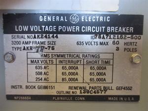 General Electric AKR-7A-75, Low Voltage Air Breaker